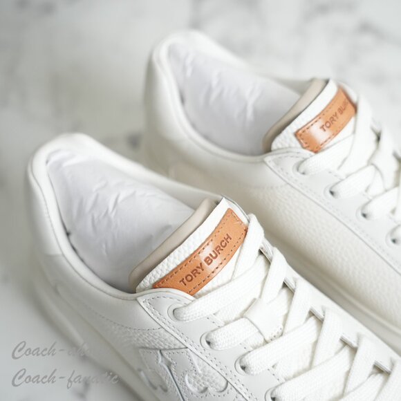 NIB Tory Burch Signature Color Block Platform Leather Sneaker Shoes in Snow Whit - Picture 5 of 10